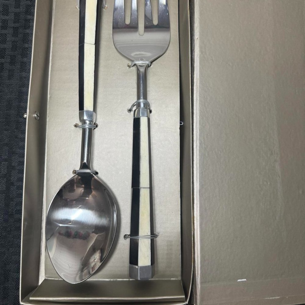 Pottery Barn Black & White Bone Servers